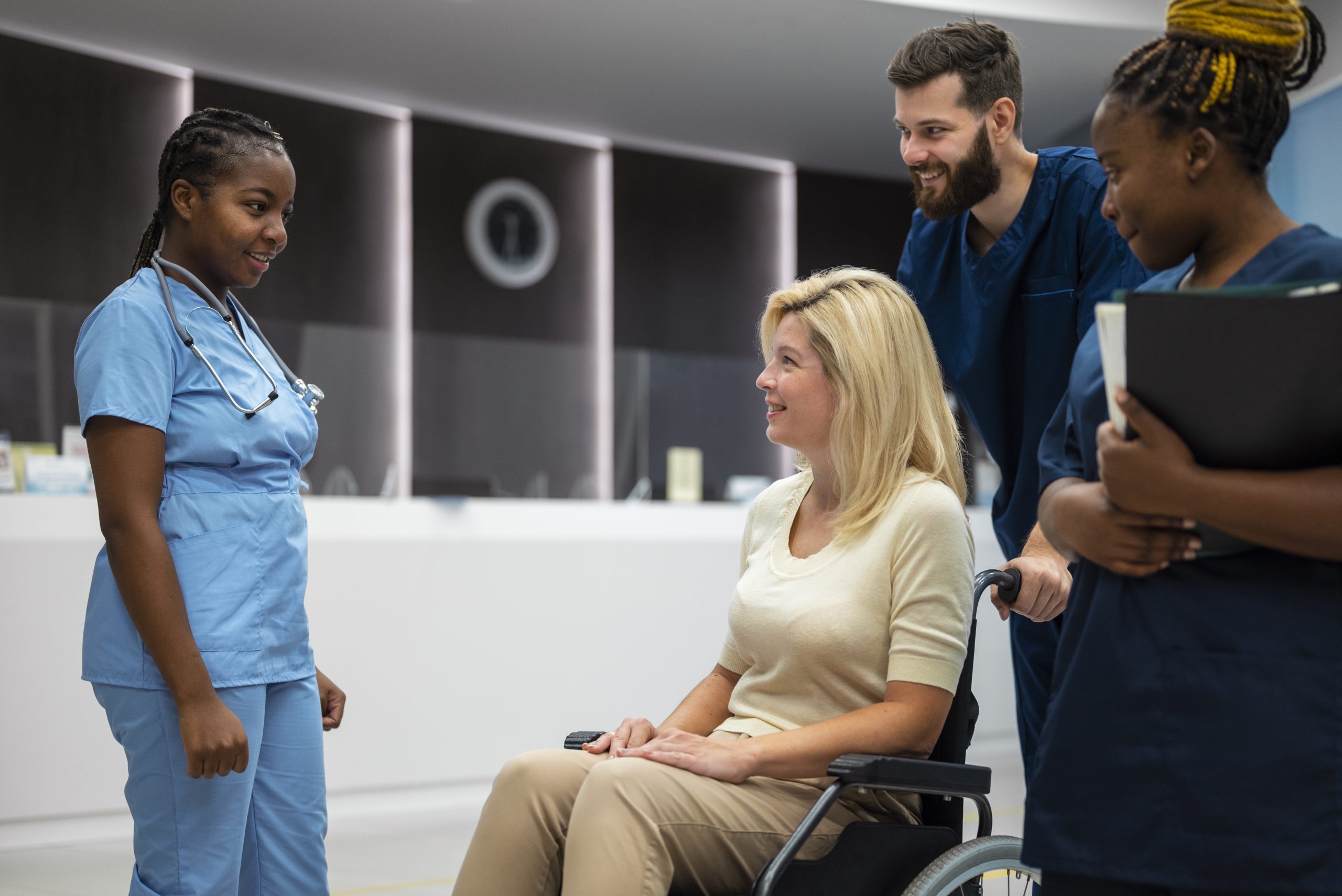 side view nurses patient clinic